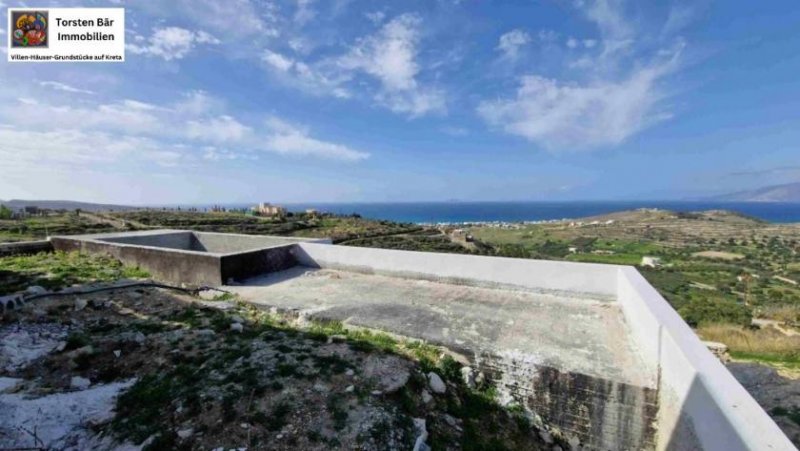 Kalamaki Kreta, Kalamaki ebenerdige Villa im Rohbau mit Panorama-Meerblick Haus kaufen
